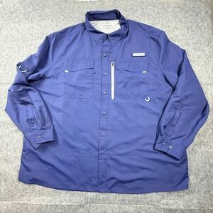 Realtree Fishing Mens 3XL Blue Button Down Long Sleeve Guide Shirt TS1546